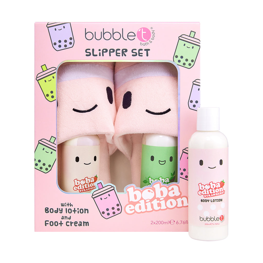 Slipper & Lotion Gift Set - Boba Tea Edition (2 x 200ml)