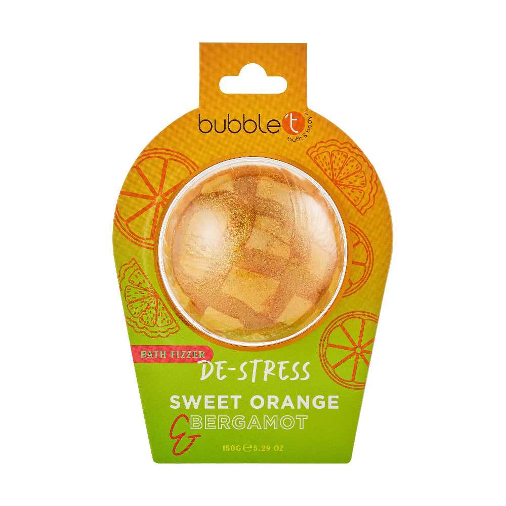 De-Stress Bath Bomb Fizzer - Sweet Orange & Bergamot POS (150g)