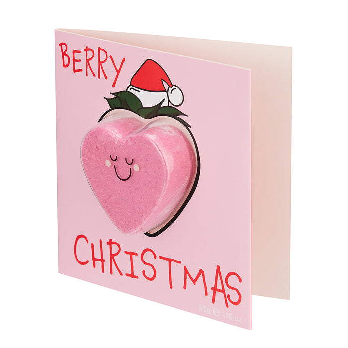 Strawberry Bath Bomb 'Berry Christmas' Card (50g)