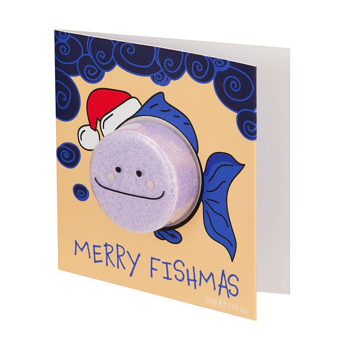 Blueberry Bath Bomb 'Merry Fishmas' Card (50g)