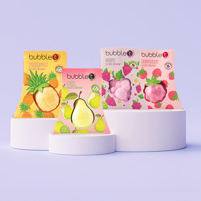 Mixed Bath Bomb Fizzers - Grape, Pineapple, Raspberry, Pear (12 x 150g)